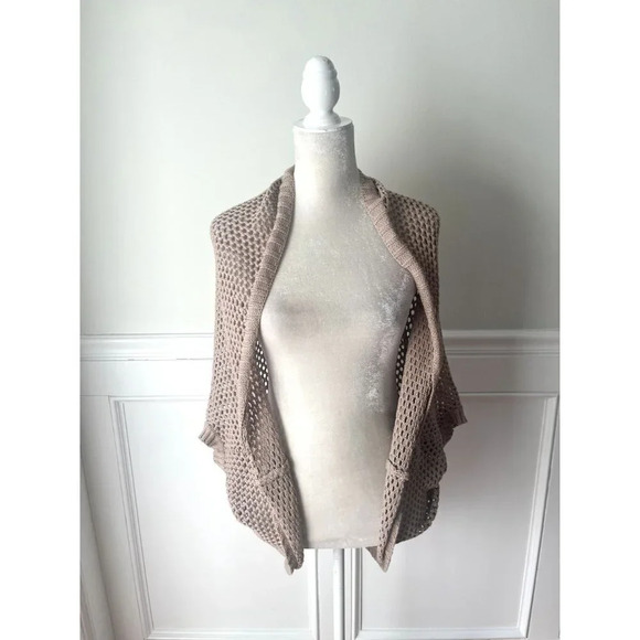 Forever 21 Open Weave Tan Cocoon Cardigan Sweater S - Picture 2 of 4